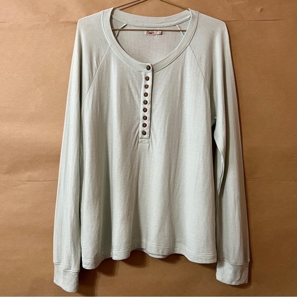 Faherty | Cloud Henley T-shirt Button Front Popover Top Pima Cotton Size L - Picture 1 of 13